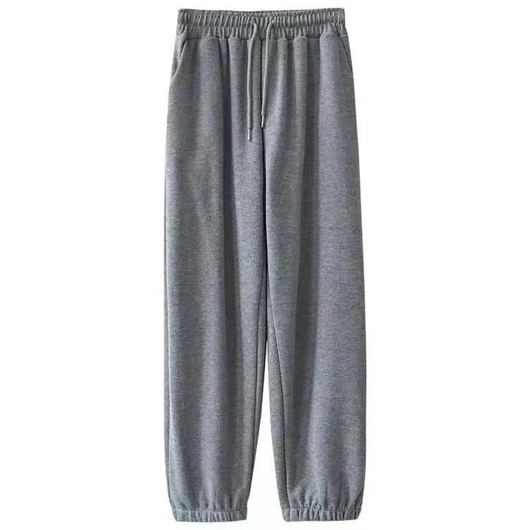 Gray Thick Sporty Women Loose Jogger Petite Slim-Look All-Matching Casual Inner Long Pants