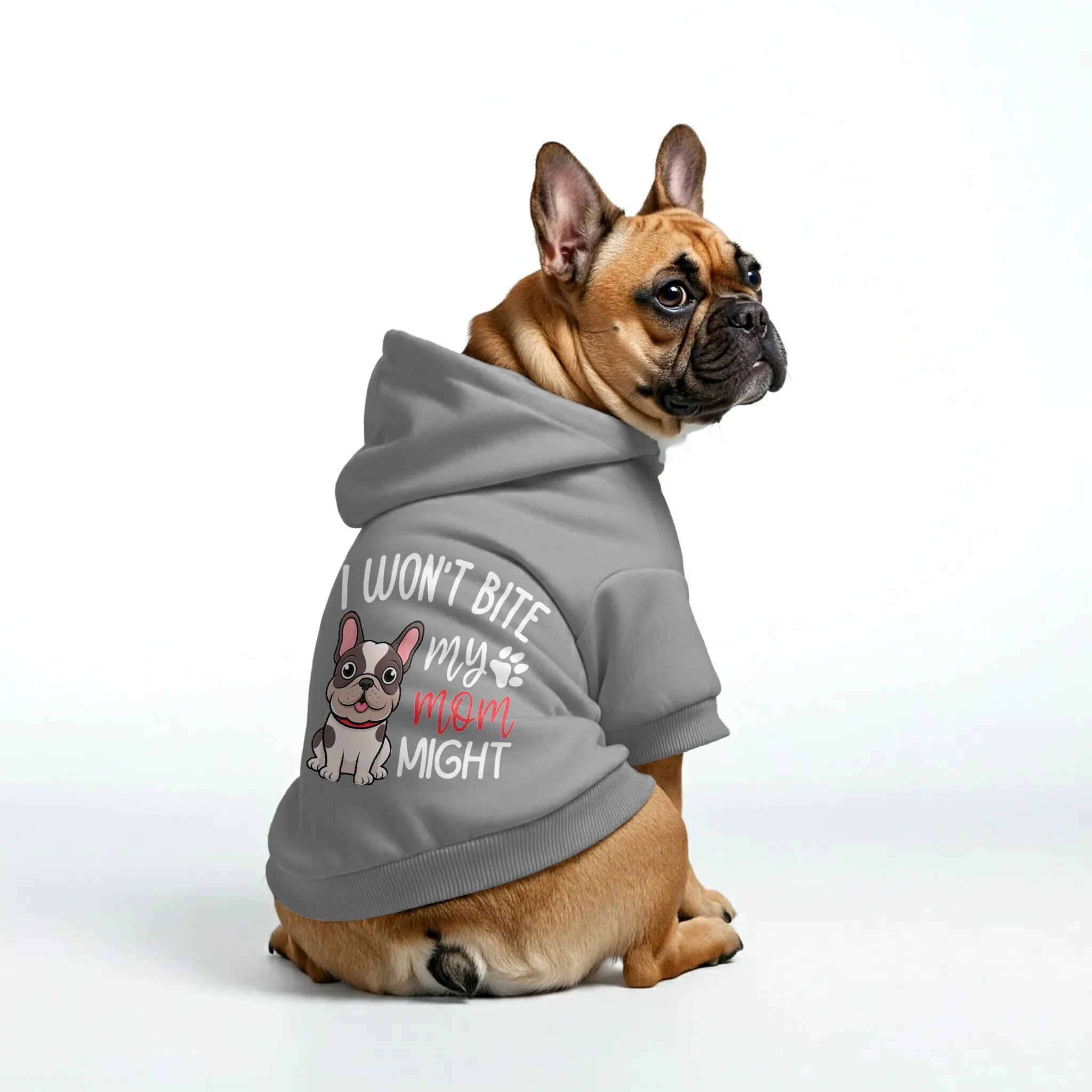 i wont bite , my mom might - Personalized French Bulldog Hoodies with Funny Quotes – Stylish, Cozy, and Premium 100% Cotton