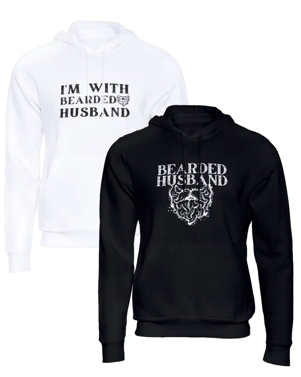 I'm With Bearded Husband/Bearded Husband Couple Hoodie