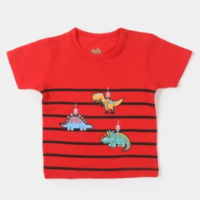 Infant Boys Round Neck T-Shirt Dino - Red