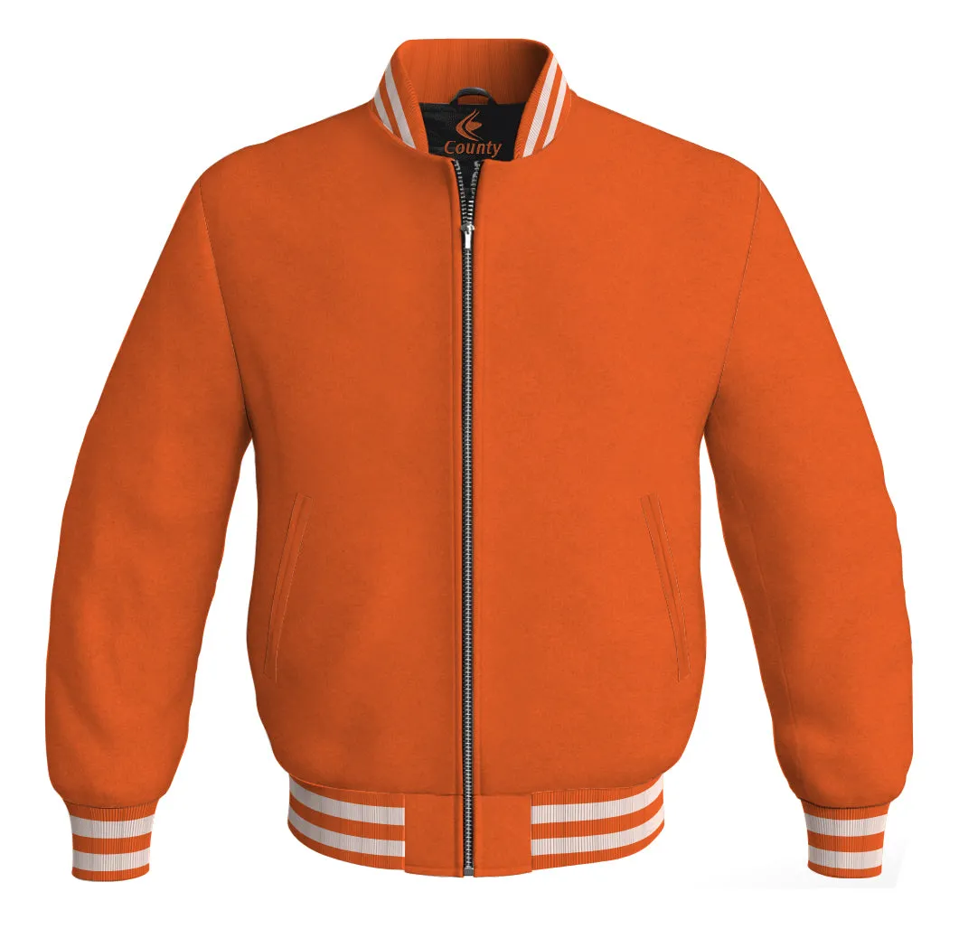 Jacket For Men Varsity Orange Body Sleeves Wool Fleece Bomber Letterman Jacket