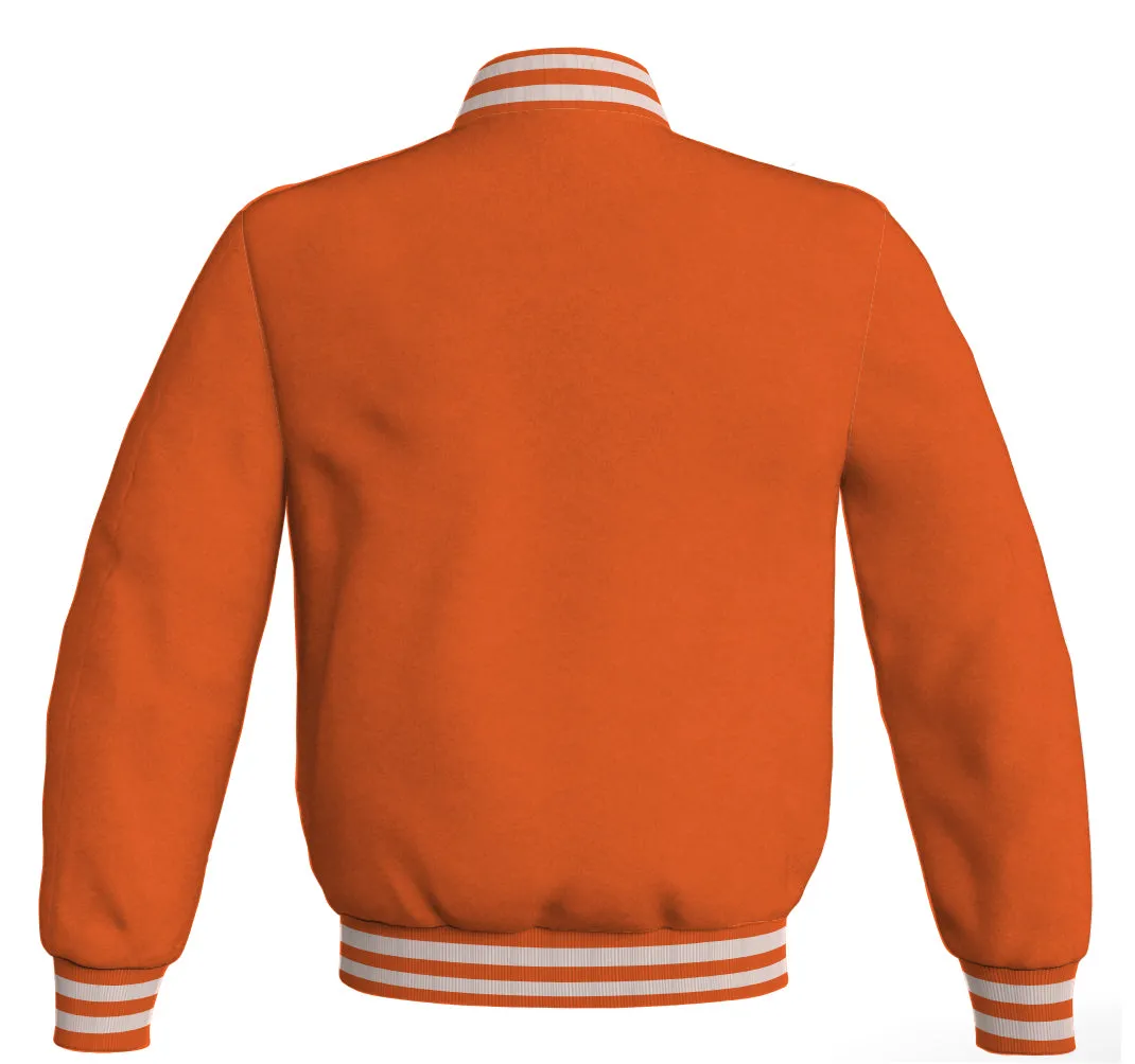 Jacket For Men Varsity Orange Body Sleeves Wool Fleece Bomber Letterman Jacket