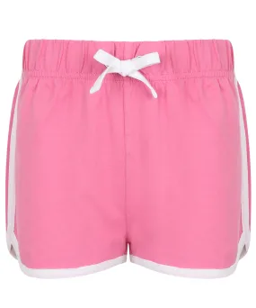 Kids retro shorts | Bright Pink/White