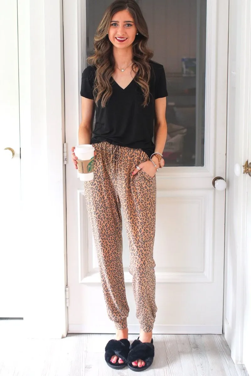 Let’s Stay Home Leopard Joggers