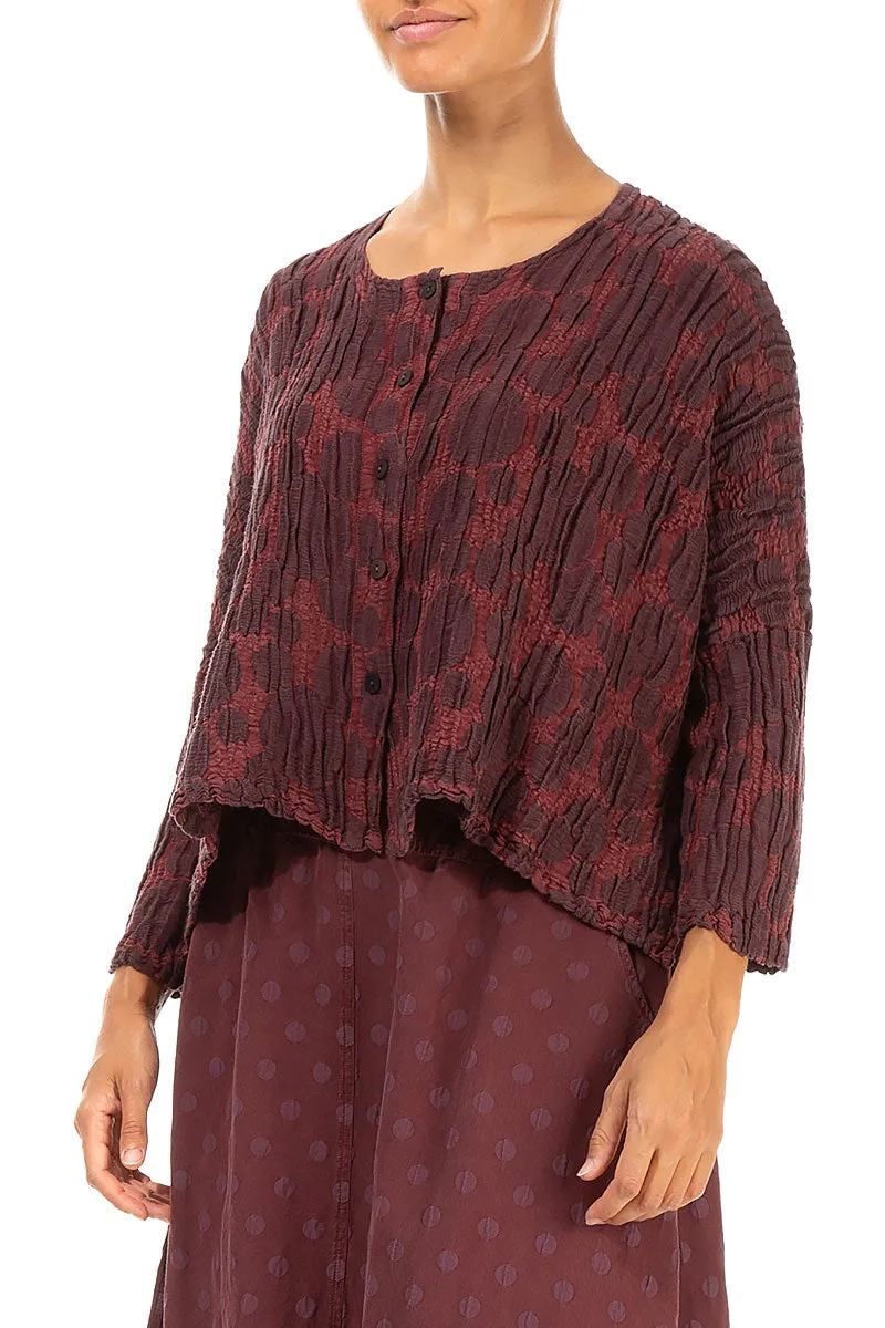 Loose Merlot Circle Silk Linen Jacket