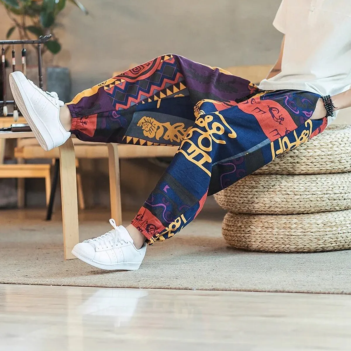 Loose Random Thai Art Jogger Breathable Casual  Pants