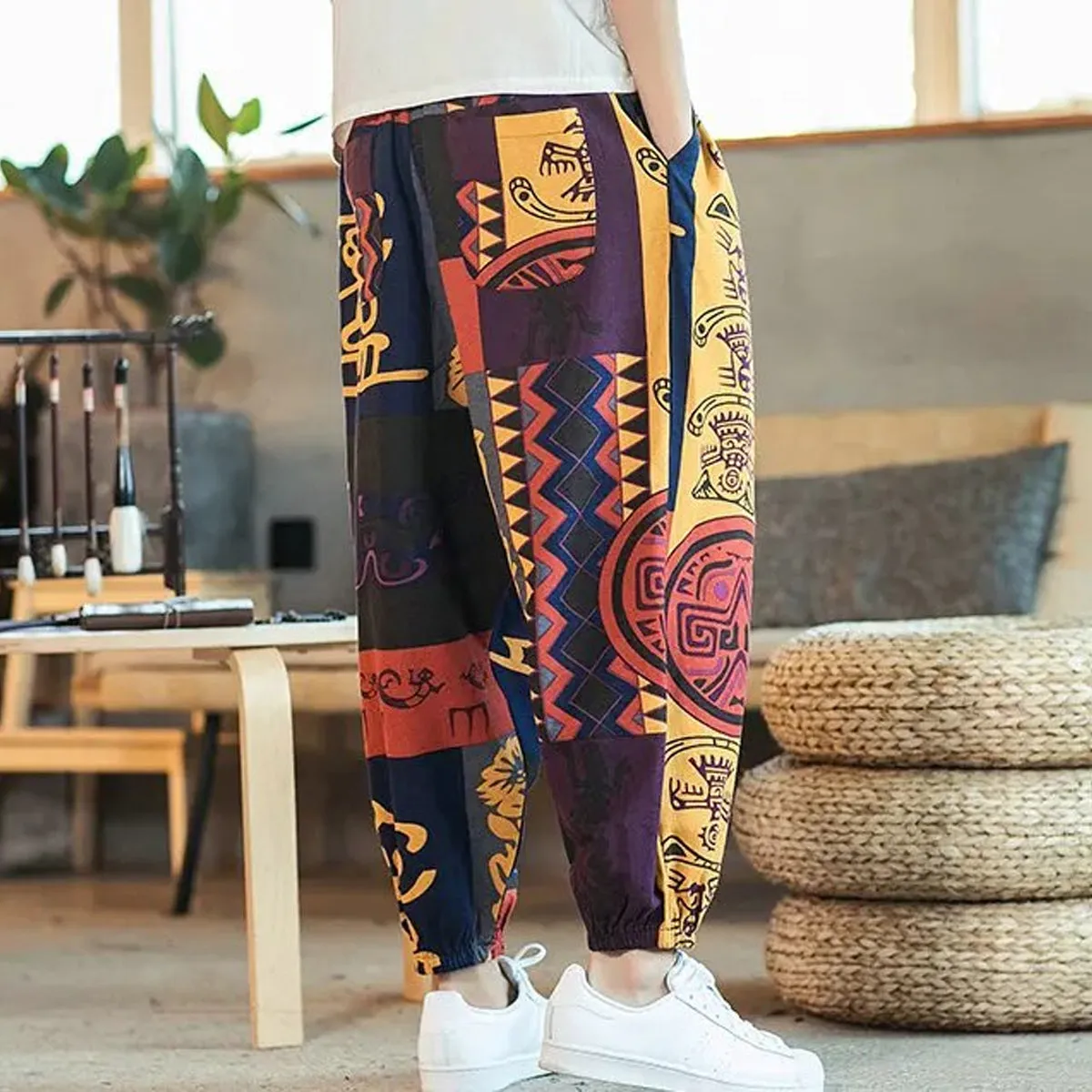 Loose Random Thai Art Jogger Breathable Casual  Pants