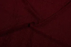 Maroon Pleated Glitter Knit Fabric