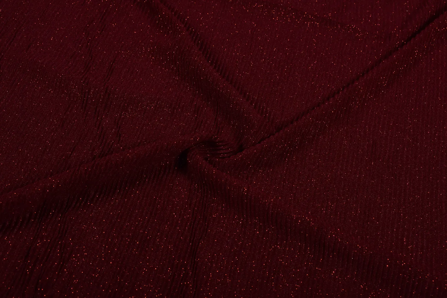 Maroon Pleated Glitter Knit Fabric