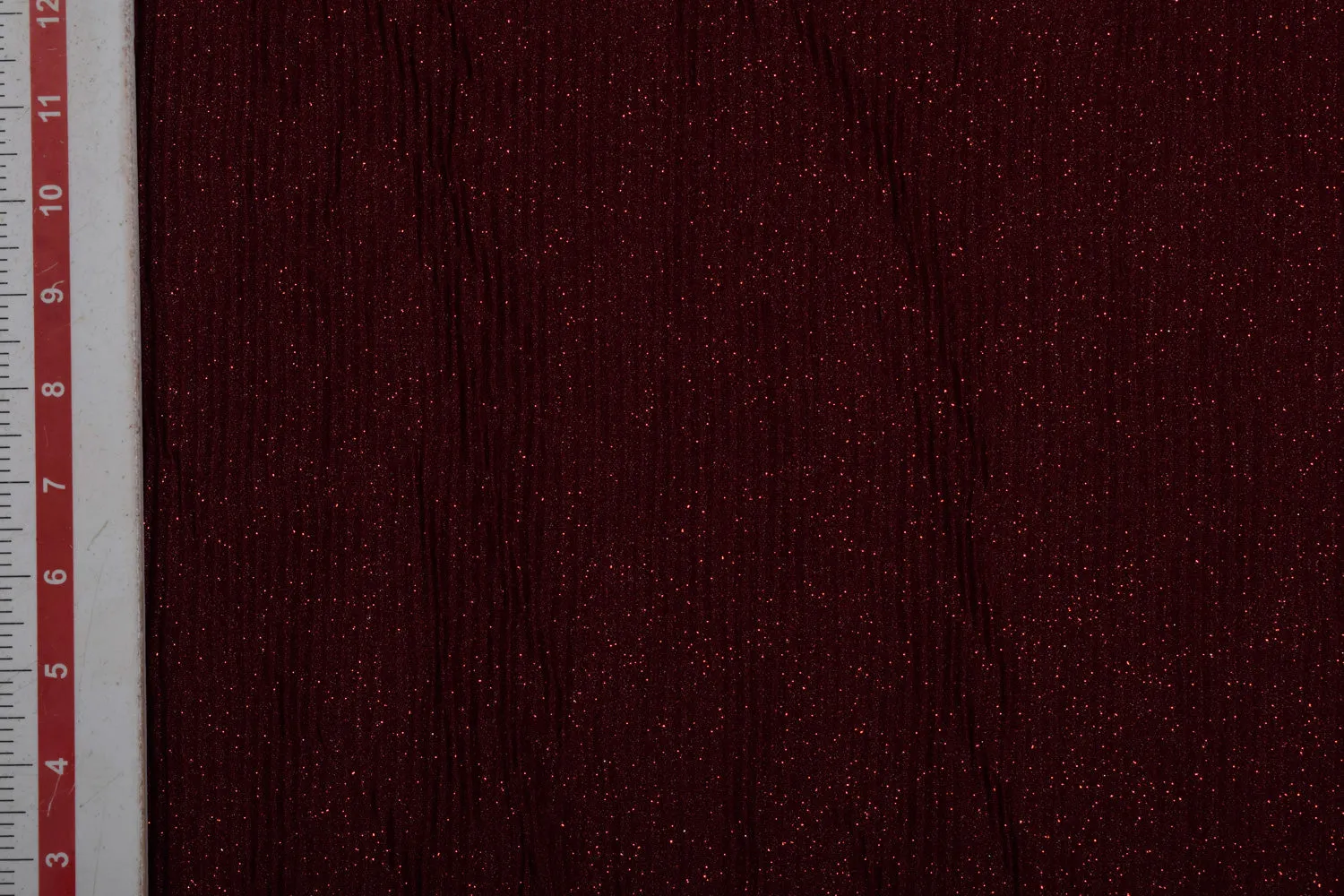 Maroon Pleated Glitter Knit Fabric