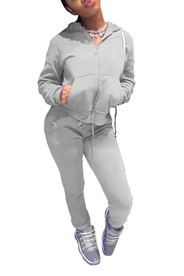 MB FASHION Zip-Up Hoodie and Jogger Pants Two-Piece Lounge Set 5009 LAST XL