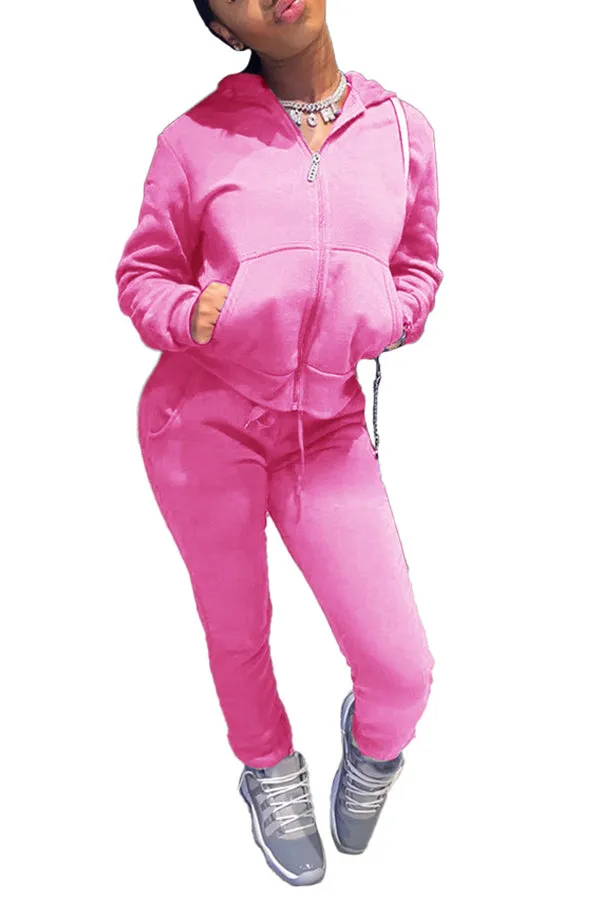 MB FASHION Zip-Up Hoodie and Jogger Pants Two-Piece Lounge Set 5009 LAST XL