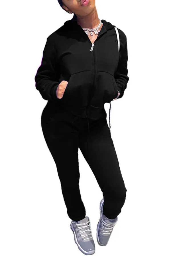 MB FASHION Zip-Up Hoodie and Jogger Pants Two-Piece Lounge Set 5009 LAST XL