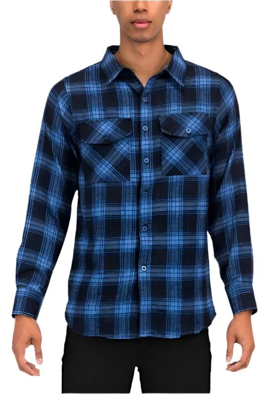 Mens Plaid Flannel Shirts Long Sleeve