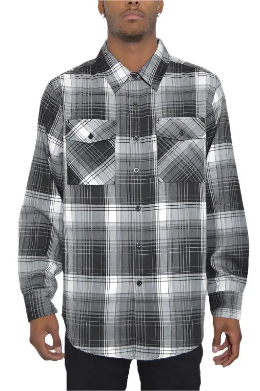 Mens Plaid Flannel Shirts Long Sleeve