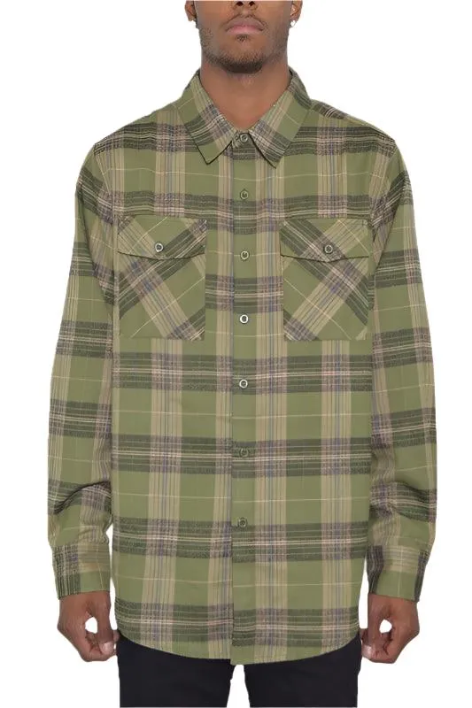 Mens Plaid Flannel Shirts Long Sleeve