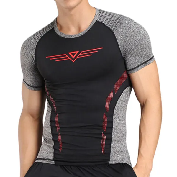 Mens Quick-drying Breathable Skinny Fit Tops Fitness Training Jogging Sport T-shirt