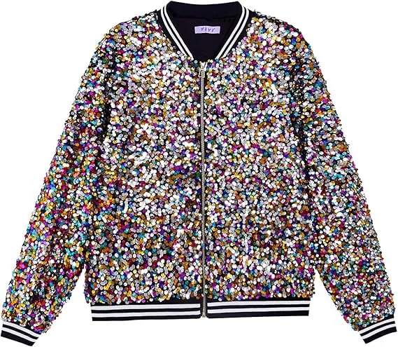 Men's Sequin Zip Up Gold-Black Bomber Jacket