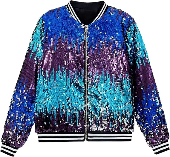 Men's Sequin Zip Up Gold-Black Bomber Jacket