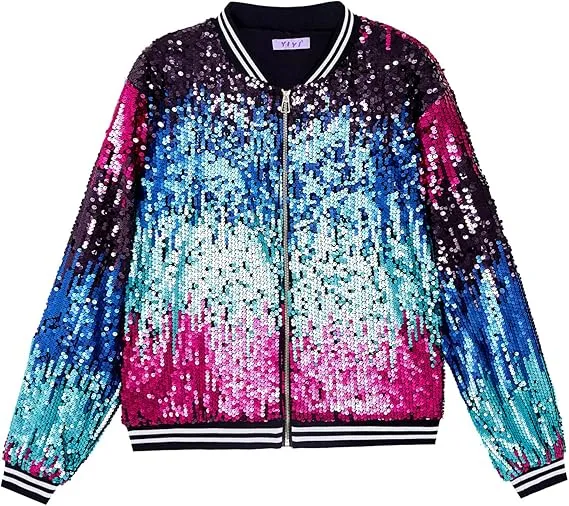 Men's Sequin Zip Up Gold-Black Bomber Jacket