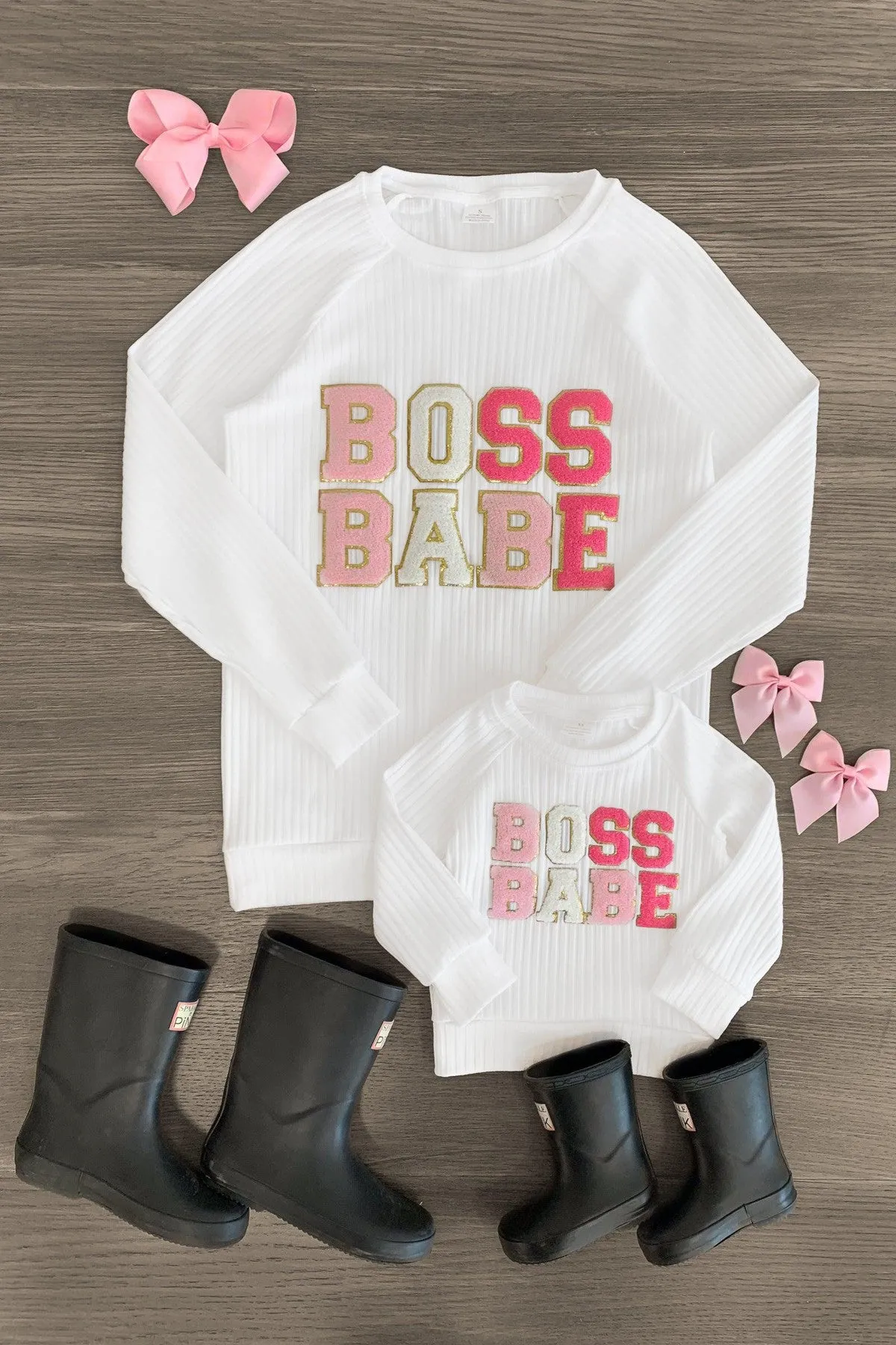 Mom & Me - "Boss Babe" Chenille Patch Top