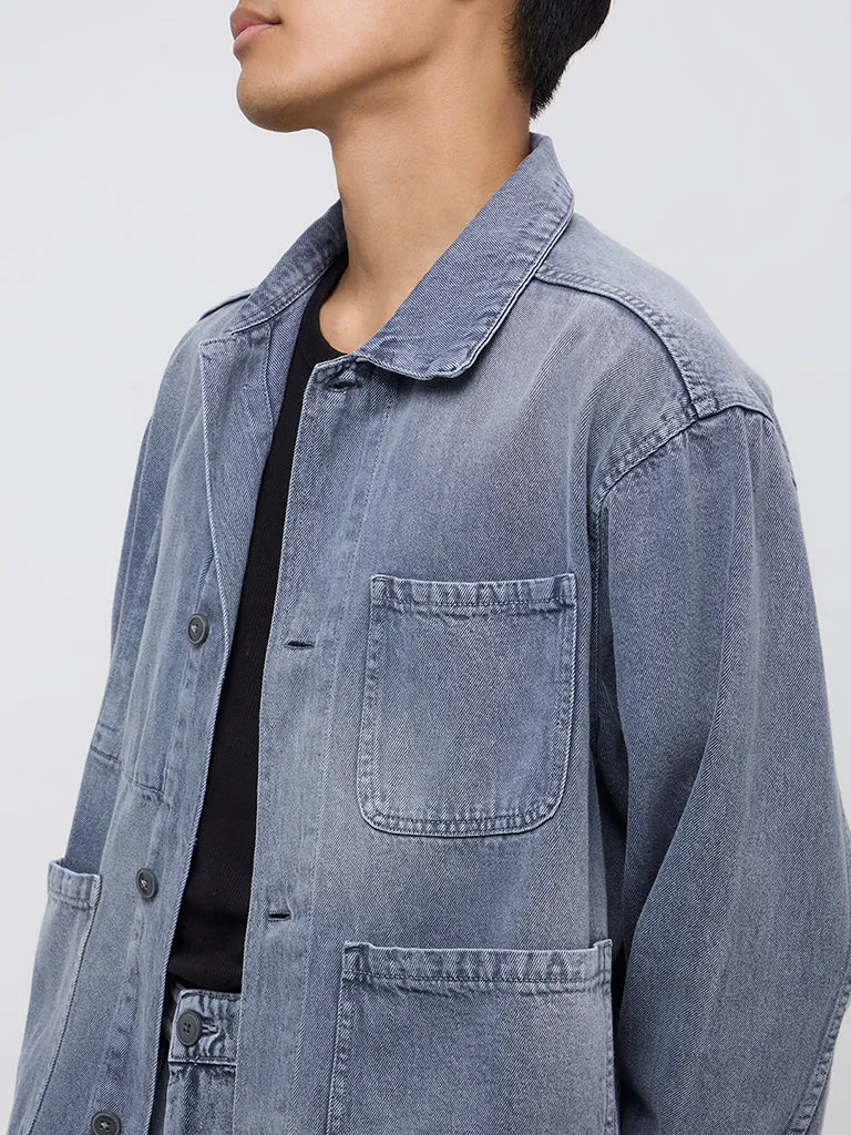 Nuon Blue Enzyme-Washed Relaxed-Fit Cotton Jacket