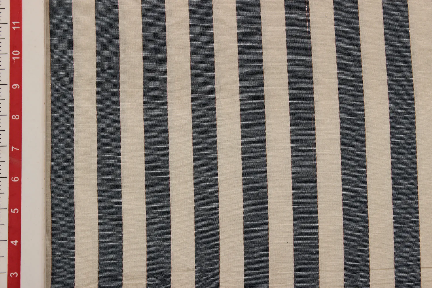 Off white & Blue Stripes Yarn Dyed Viscose Fabric