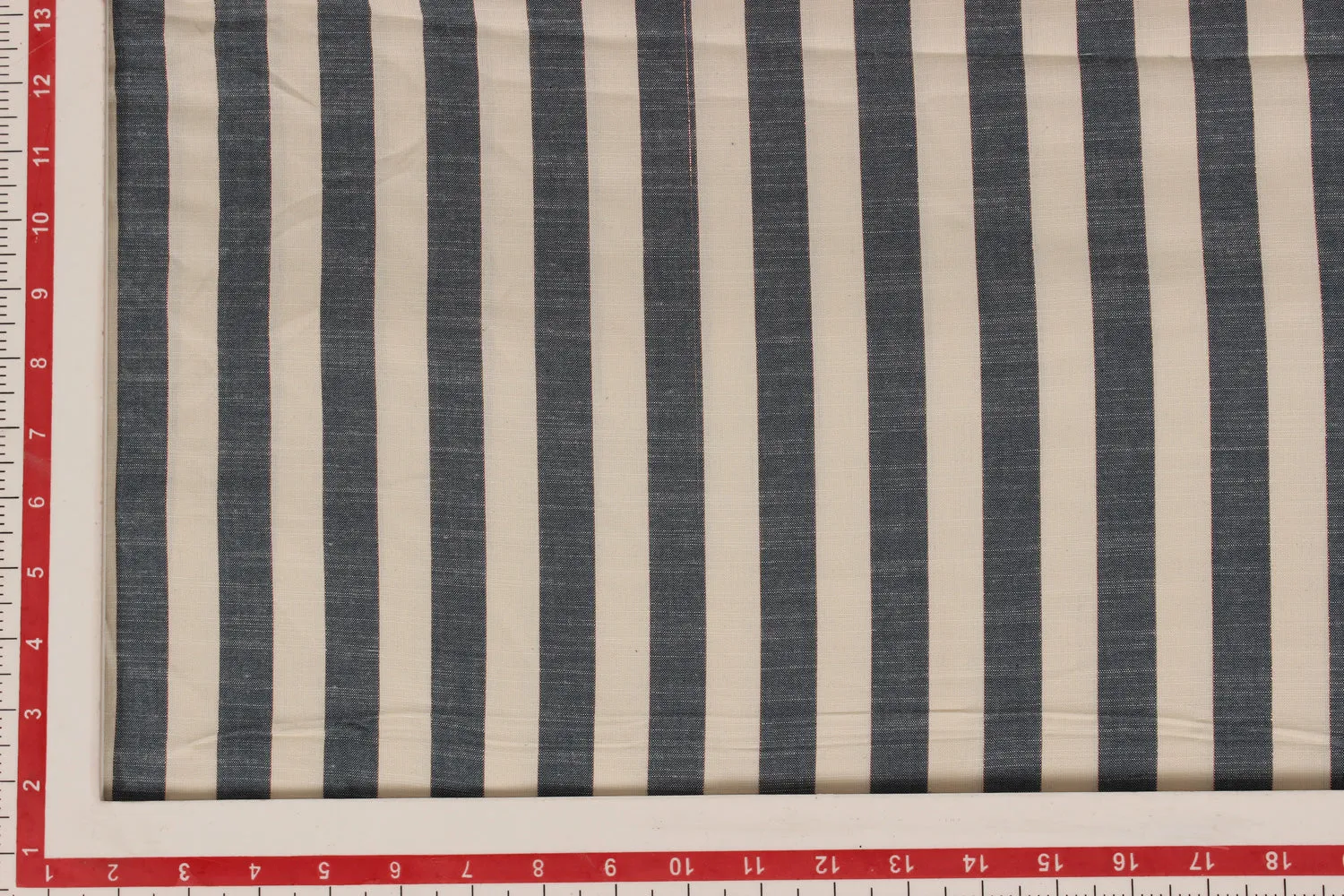 Off white & Blue Stripes Yarn Dyed Viscose Fabric