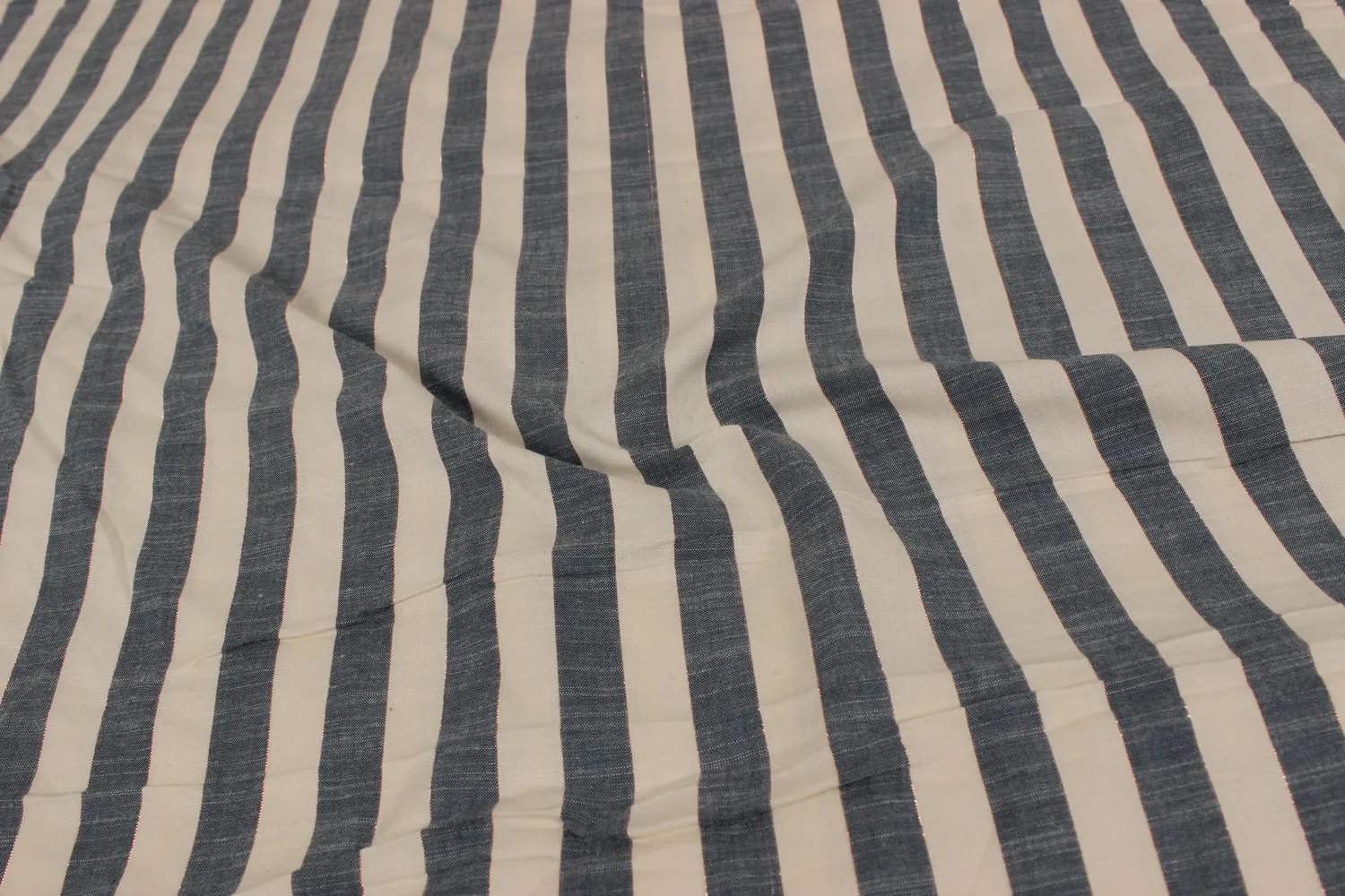 Off white & Blue Stripes Yarn Dyed Viscose Fabric