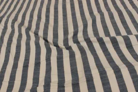 Off white & Blue Stripes Yarn Dyed Viscose Fabric