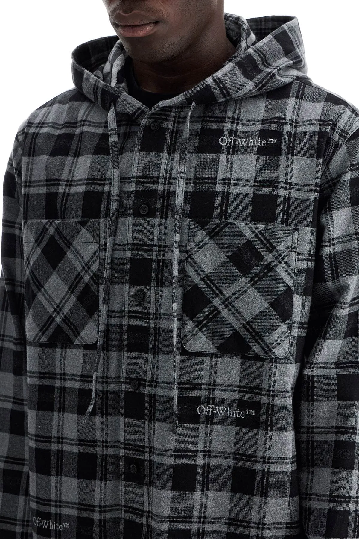 Off-White Checked Overshirt With Hood