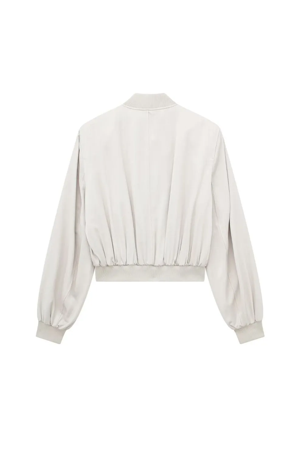 'Penelope' Satin-Finish Cropped Bomber Jacket