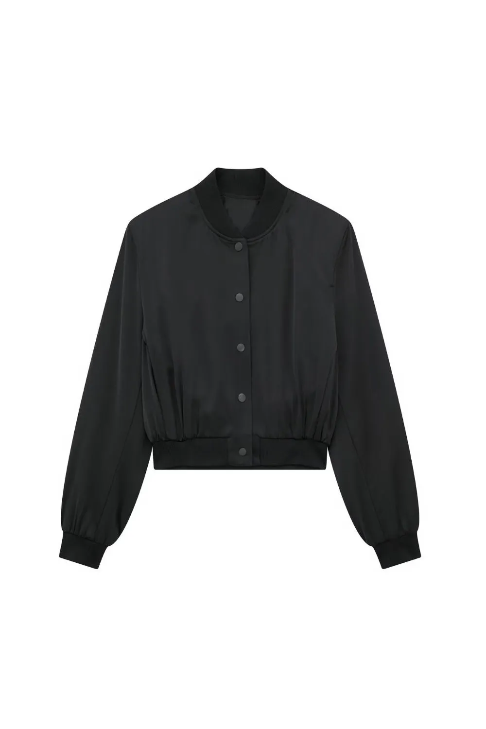 'Penelope' Satin-Finish Cropped Bomber Jacket