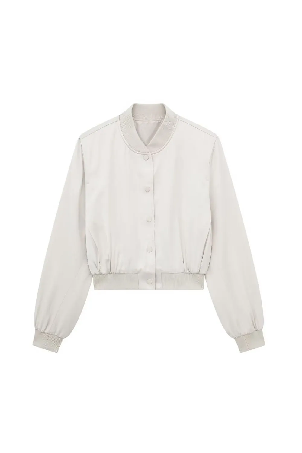 'Penelope' Satin-Finish Cropped Bomber Jacket