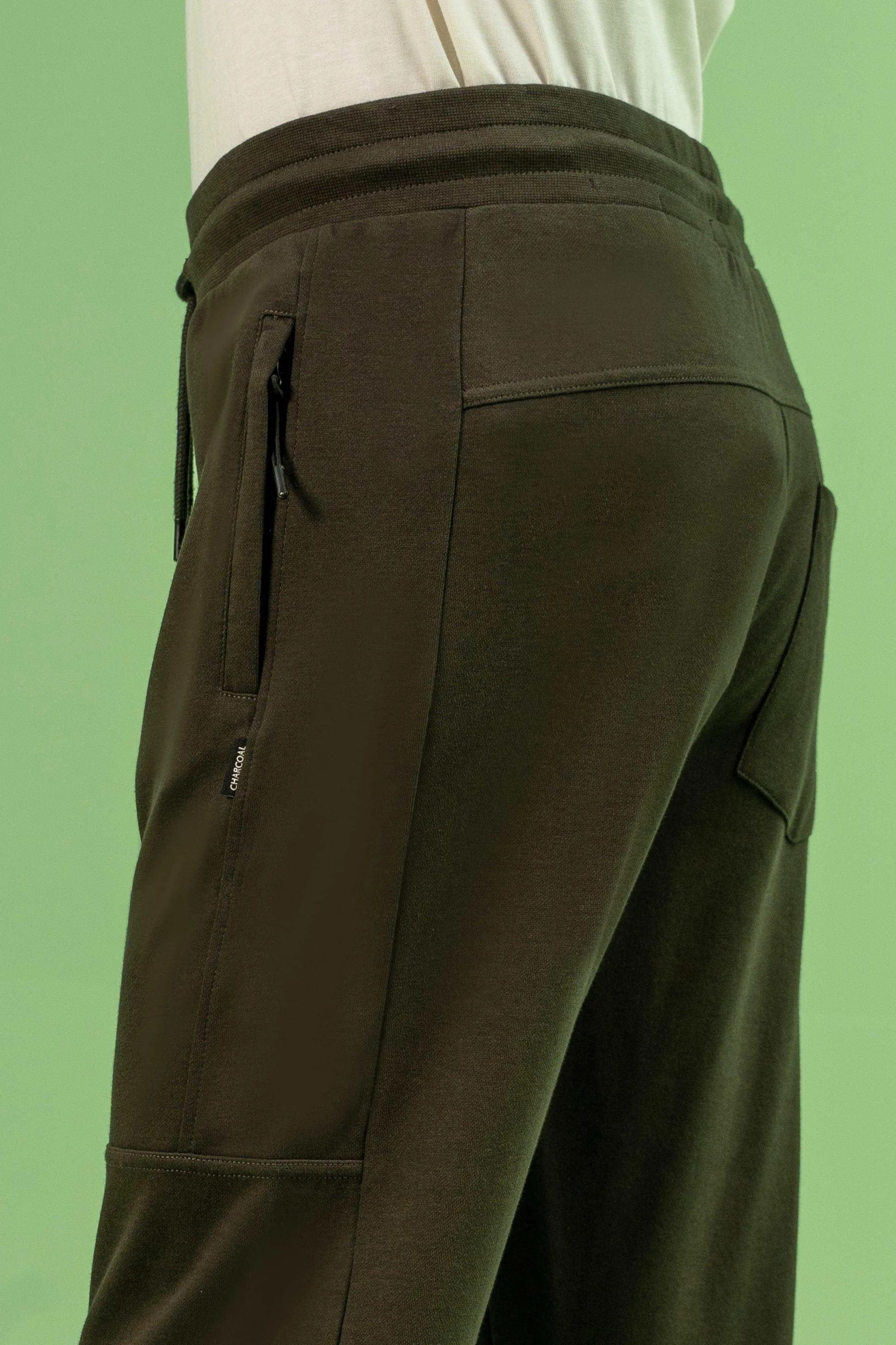 PIQUE INTERLOCK SLIMFIT TROUSER DARK OLIVE