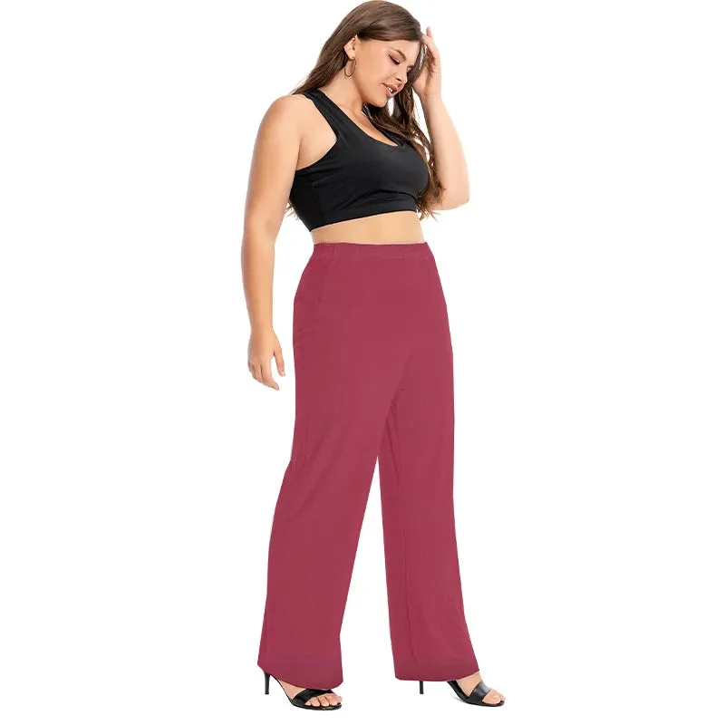 Plus Size Women Lounge Pants Modal Cotton Comfy Homewear Loose Wide Leg Sleepwear Pajama Plaid Trousers 5XL 4XL XXXL Black Pink