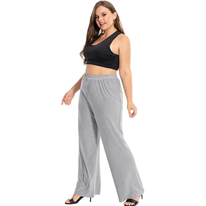 Plus Size Women Lounge Pants Modal Cotton Comfy Homewear Loose Wide Leg Sleepwear Pajama Plaid Trousers 5XL 4XL XXXL Black Pink