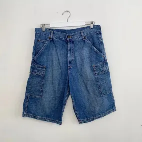 Preowned Vintage Wrangler Mens Cargo Denim Shorts Size 32 Blue Jorts Retro Summer.