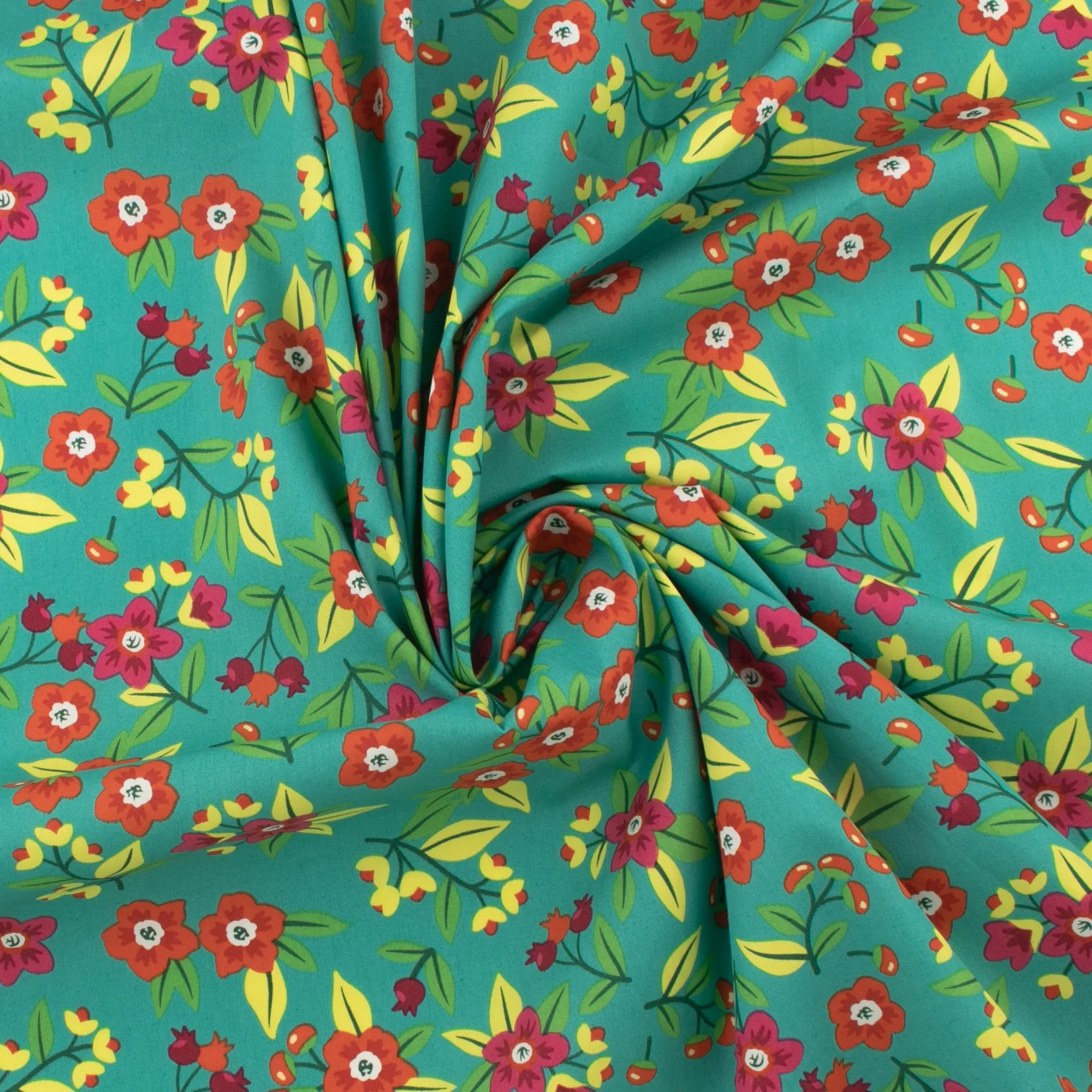 Printed Poplin - CRAYON - 005 - Teal