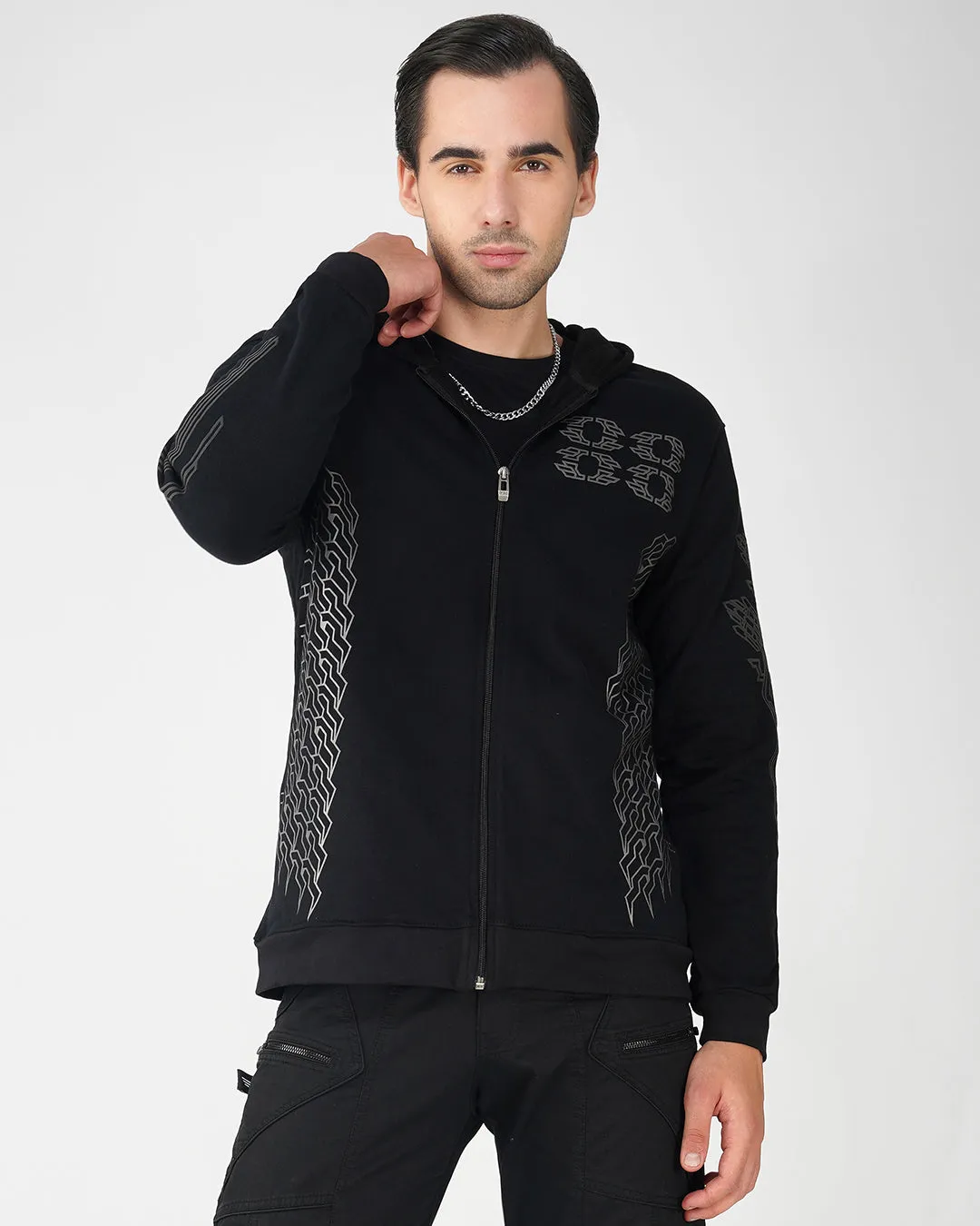 Protector | 3D Puff Printed Cotton Zip Up Hoodie