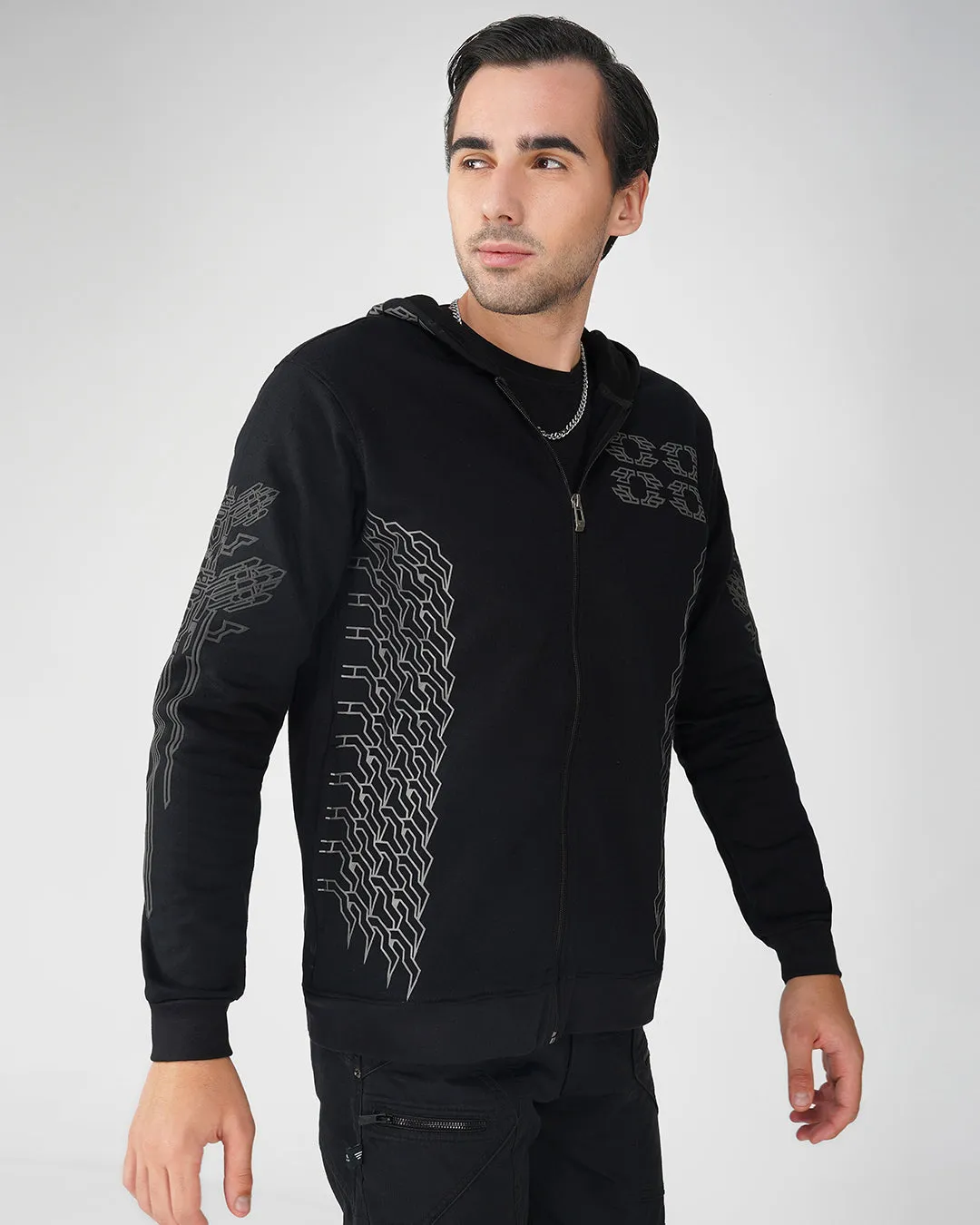 Protector | 3D Puff Printed Cotton Zip Up Hoodie