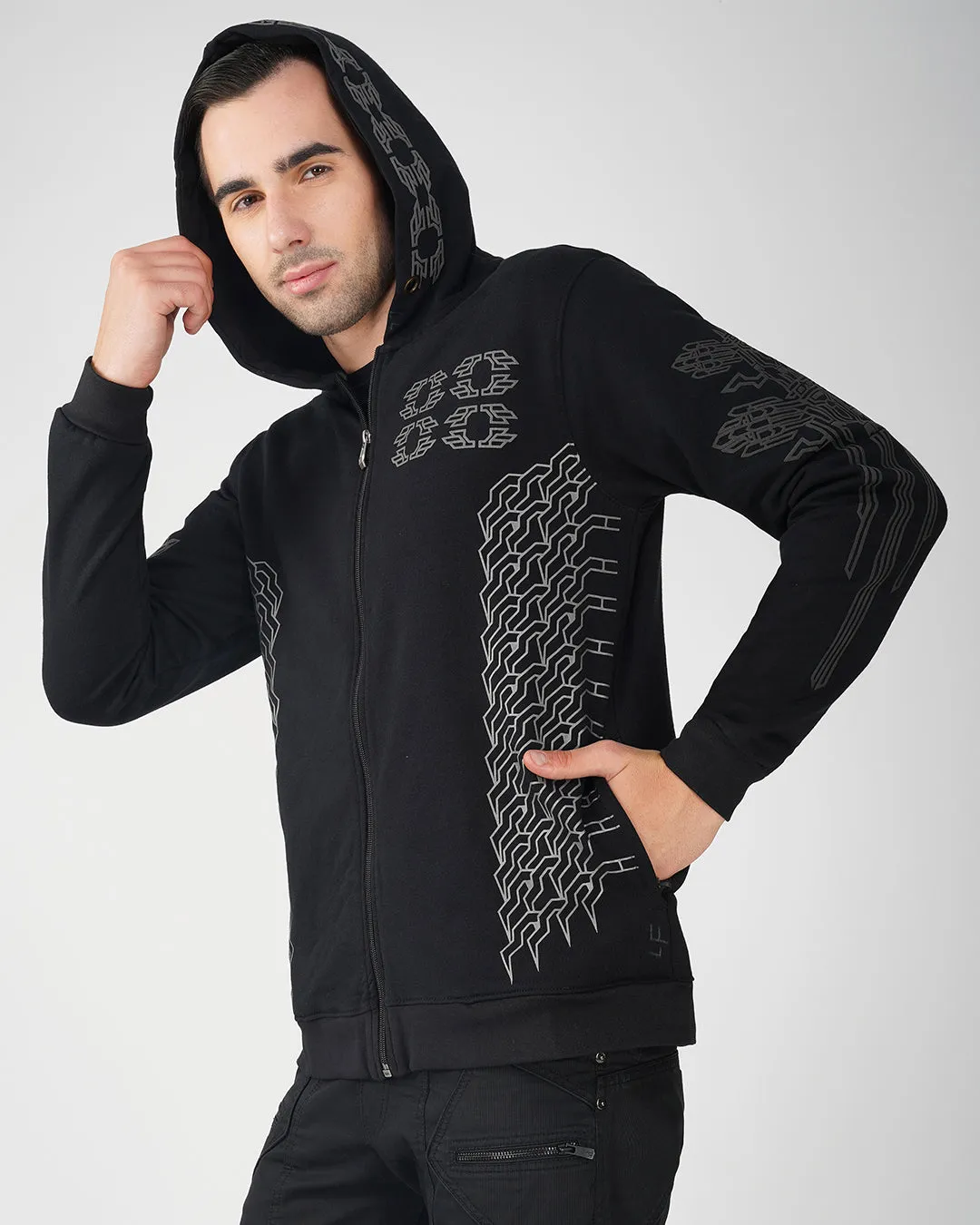 Protector | 3D Puff Printed Cotton Zip Up Hoodie