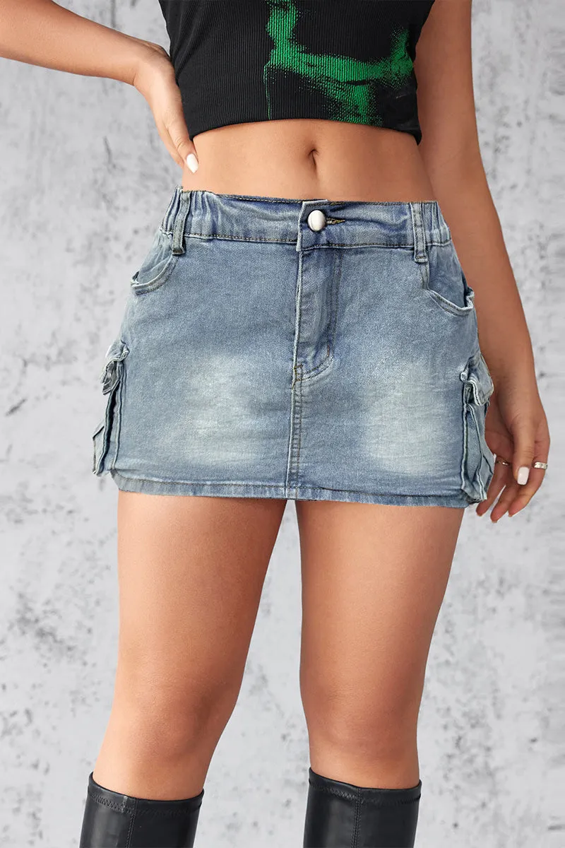 QN0208 Stretch Denim Mini Skirt