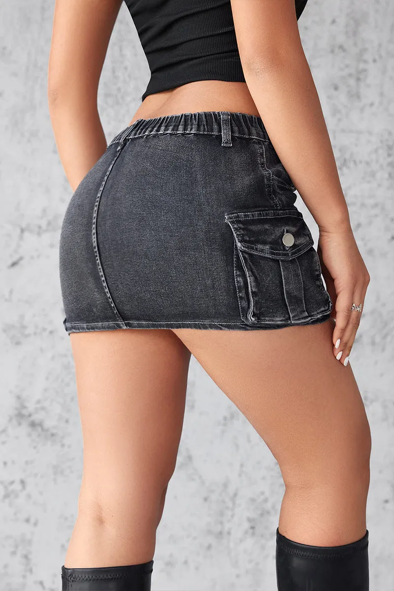 QN0208 Stretch Denim Mini Skirt