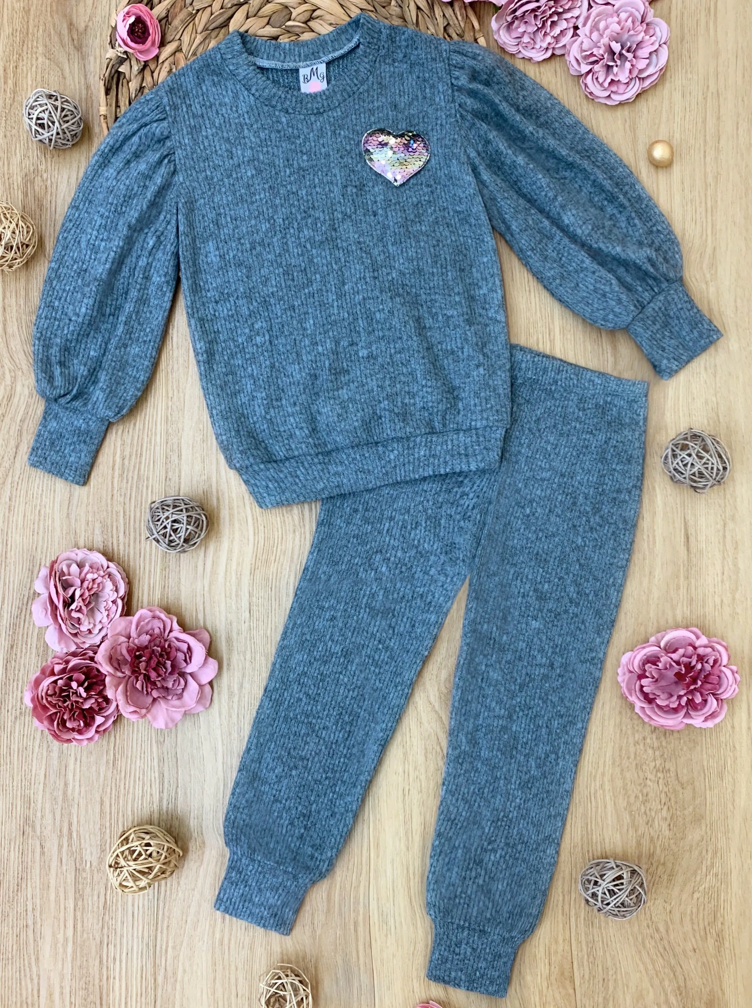 Rainbow Sparkle Heart Jogger Set