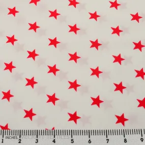 Red on White Stars Cotton Print