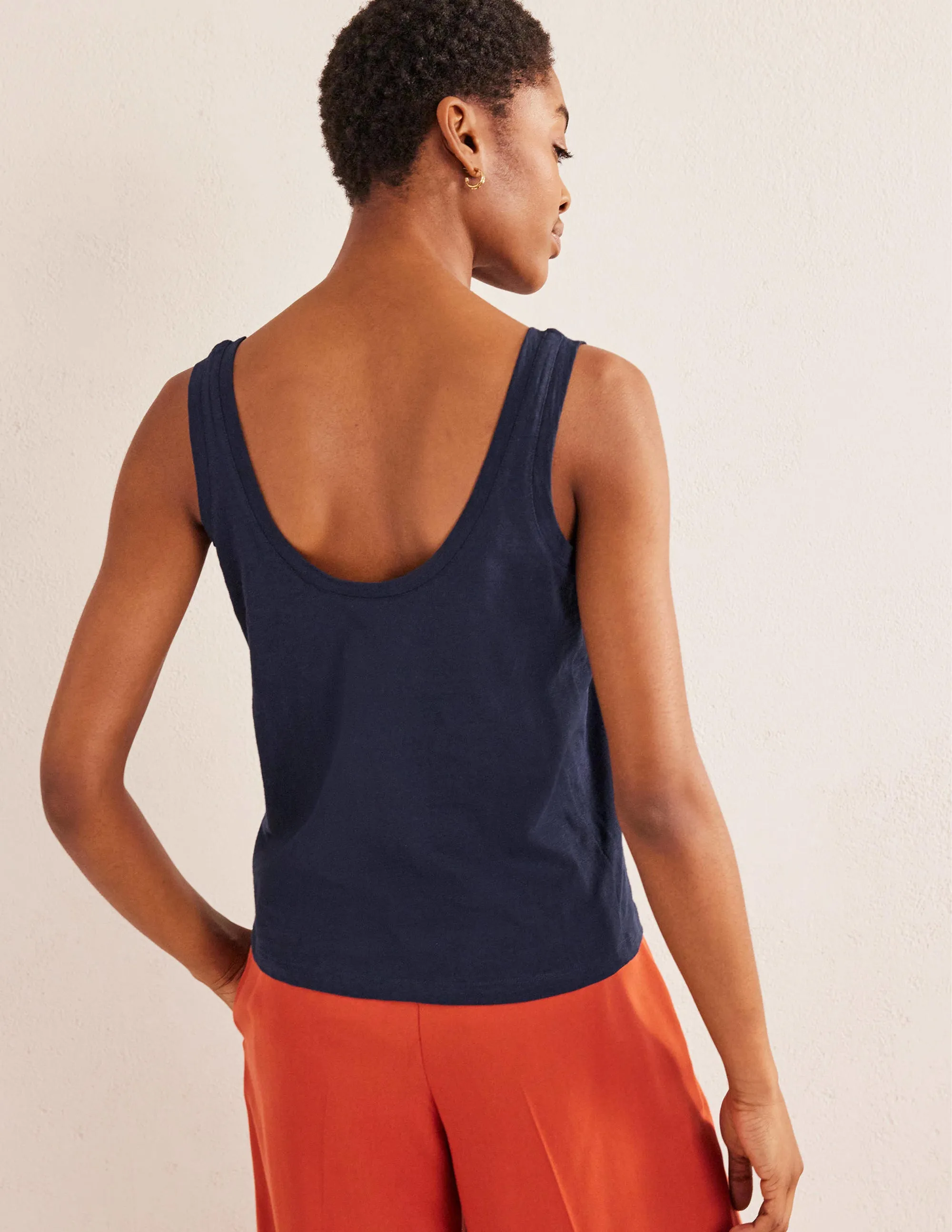 Relaxed Scoop Neck Vest-Navy