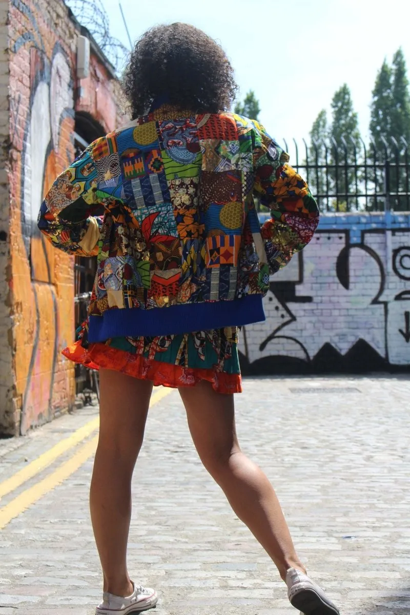 Retro Bomber Jacket in Patchwork