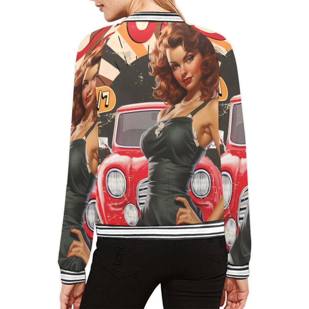 Retro Car Service awd506 Bomber Jacket for Women