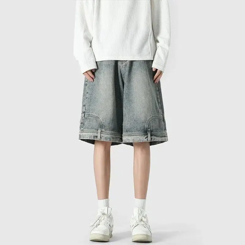 Retro Denim Cargo Shorts